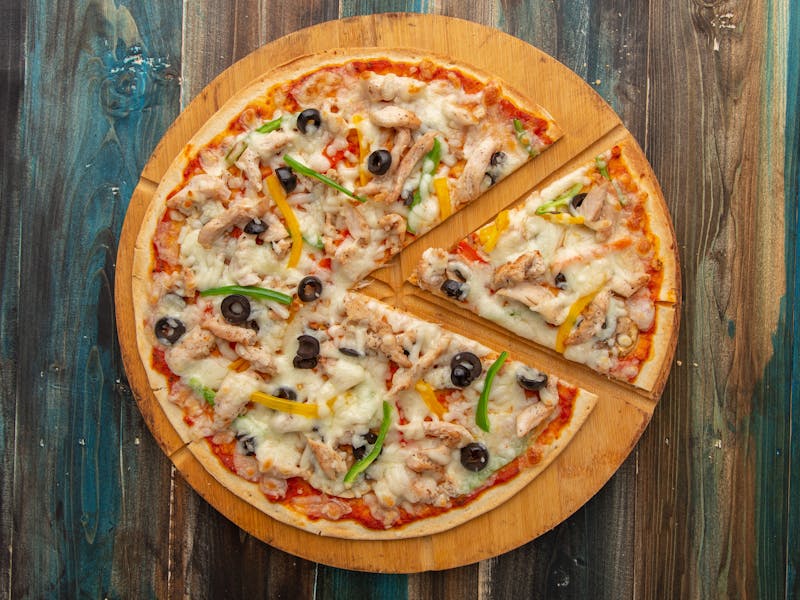 Chicken Ranch pizza with grilled chicken and ranch sauce